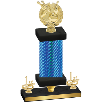 Premium Single Blue Carbon Fiber First Place Bowling Trophy
