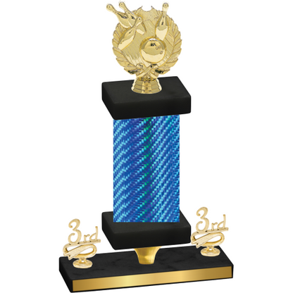 Premium Single Blue Carbon Fiber Third Place Bowling Trophy