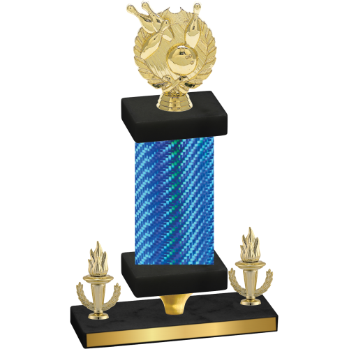 Premium Single Blue Carbon Fiber Victory Bowling Trophy