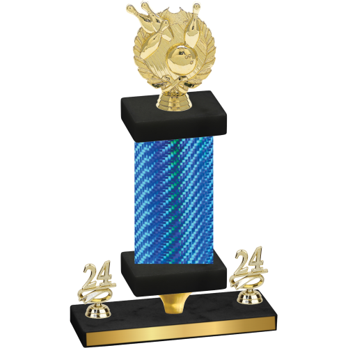 Premium Single Blue Carbon Fiber Year Bowling Trophy