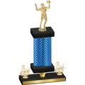 Premium Single Blue Carbon Fiber Third Place Volleyball Trophy