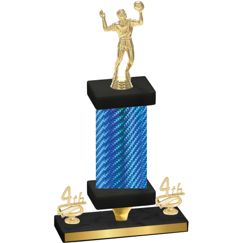 Premium Single Blue Carbon Fiber Fourth Place Volleyball Trophy