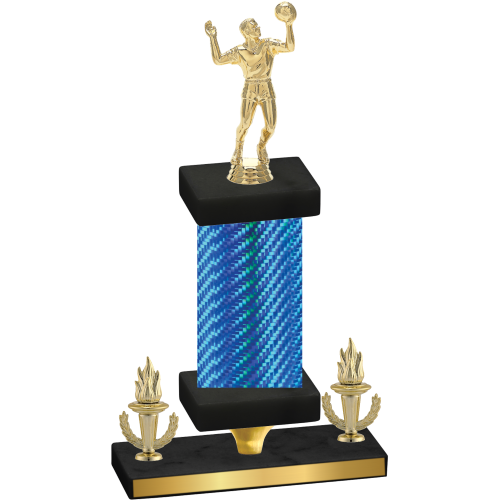 Premium Single Blue Carbon Fiber Victory Volleyball Trophy