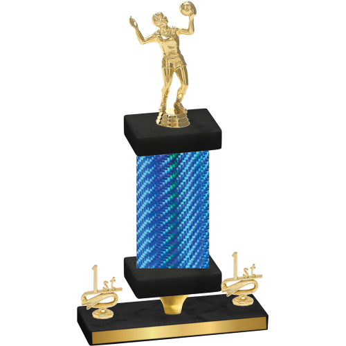 Premium Single Blue Carbon Fiber First Place Volleyball Trophy