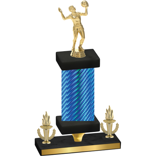 Premium Single Blue Carbon Fiber Victory Volleyball Trophy