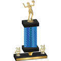 Premium Single Blue Carbon Fiber Year Volleyball Trophy