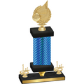 Premium Single Blue Carbon Fiber First Place Volleyball Trophy