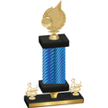 Premium Single Blue Carbon Fiber Third Place Volleyball Trophy