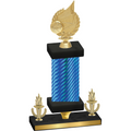 Premium Single Blue Carbon Fiber Victory Volleyball Trophy