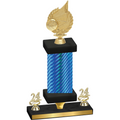 Premium Single Blue Carbon Fiber Year Volleyball Trophy
