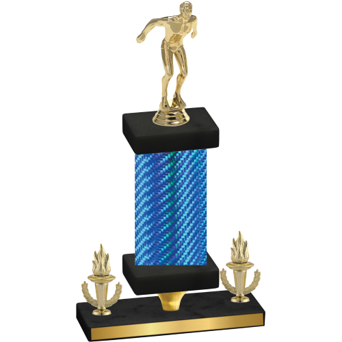 Premium Single Blue Carbon Fiber Victory Swimming Trophy