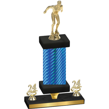 Premium Single Blue Carbon Fiber Year Swimming Trophy