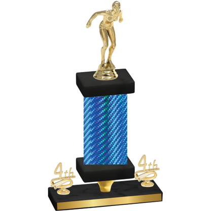 Premium Single Blue Carbon Fiber Fourth Place Tennis Trophy