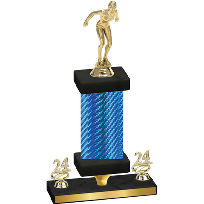 Premium Single Blue Carbon Fiber Year Tennis Trophy