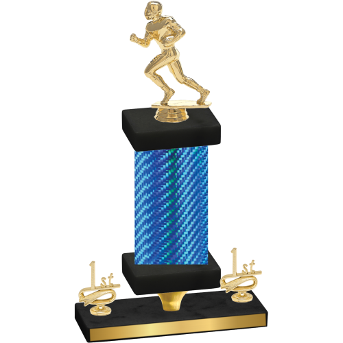 Premium Single Blue Carbon Fiber First Place Football Trophy