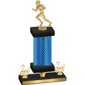 Premium Single Blue Carbon Fiber Second Place Football Trophy