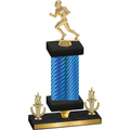 Premium Single Blue Carbon Fiber Victory Football Trophy