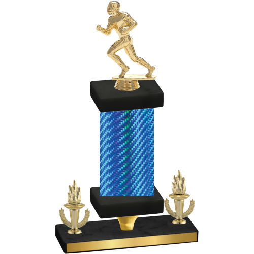 Premium Single Blue Carbon Fiber Victory Football Trophy
