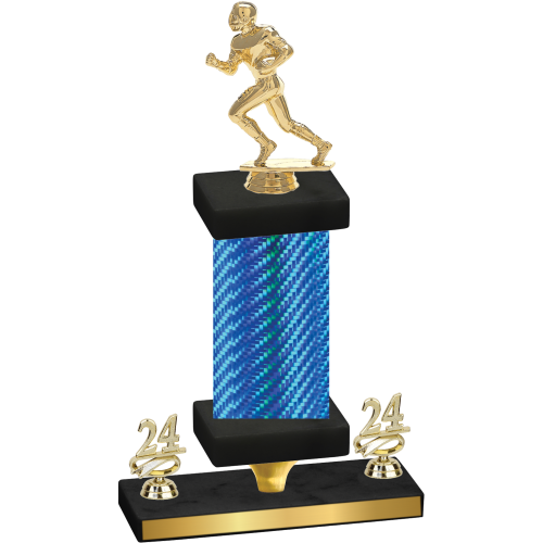Premium Single Blue Carbon Fiber Year Football Trophy