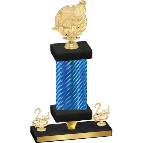 Premium Single Blue Carbon Fiber Second Place Swimming Trophy