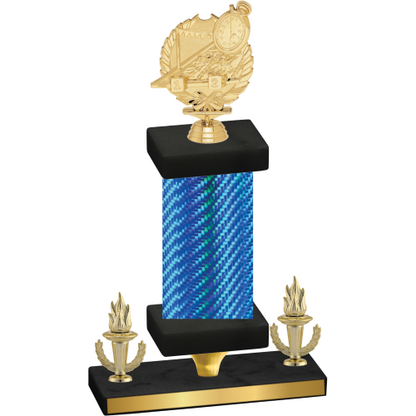 Premium Single Blue Carbon Fiber Victory Swimming Trophy