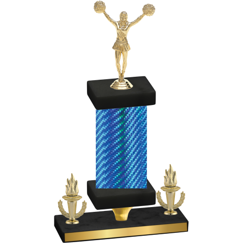 Premium Single Blue Carbon Fiber Victory Cheerleading Trophy