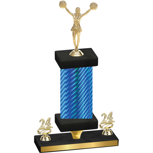 Premium Single Blue Carbon Fiber Year Cheerleading Trophy