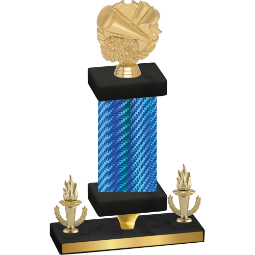 Premium Single Blue Carbon Fiber Victory Cheerleading Trophy