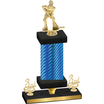 Premium Single Blue Carbon Fiber Third Place Hockey Trophy