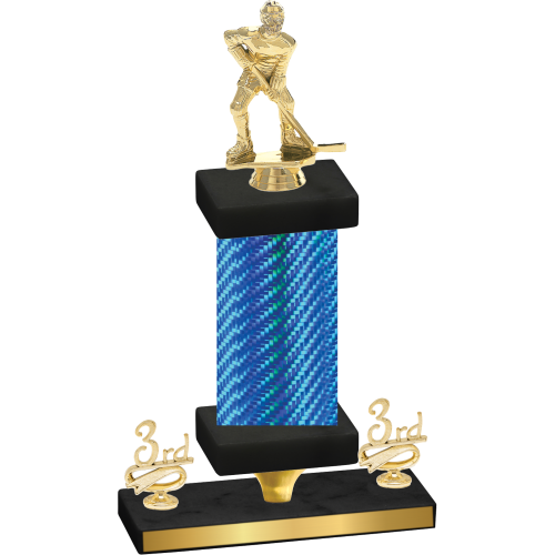 Premium Single Blue Carbon Fiber Third Place Hockey Trophy