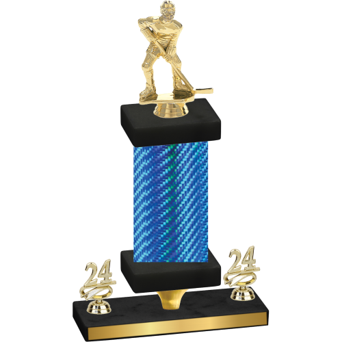 Premium Single Blue Carbon Fiber Year Hockey Trophy