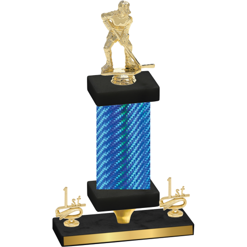 Premium Single Blue Carbon Fiber First Place Hockey Trophy