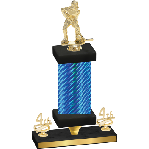 Premium Single Blue Carbon Fiber Fourth Place Hockey Trophy