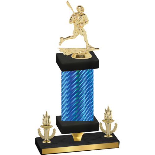 Premium Single Blue Carbon Fiber Victory Lacrosse Trophy