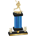Premium Single Blue Carbon Fiber Year Lacrosse Trophy