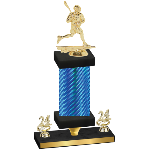 Premium Single Blue Carbon Fiber Year Lacrosse Trophy
