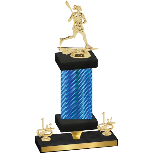 Premium Single Blue Carbon Fiber First Place Lacrosse Trophy