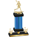 Premium Single Blue Carbon Fiber Second Place Lacrosse Trophy