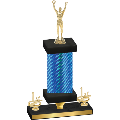 Premium Single Blue Carbon Fiber First Place Victory Trophy
