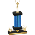 Premium Single Blue Carbon Fiber Second Place Victory Trophy