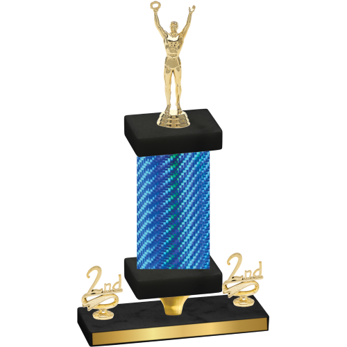 Premium Single Blue Carbon Fiber Second Place Victory Trophy