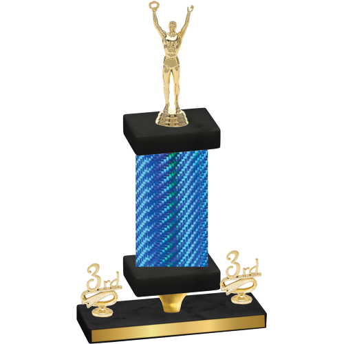 Premium Single Blue Carbon Fiber Third Place Victory Trophy