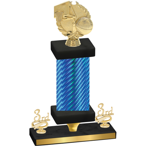 Premium Single Blue Carbon Fiber Third Place Basketball Trophy