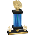 Premium Single Blue Carbon Fiber Fourth Place Basketball Trophy