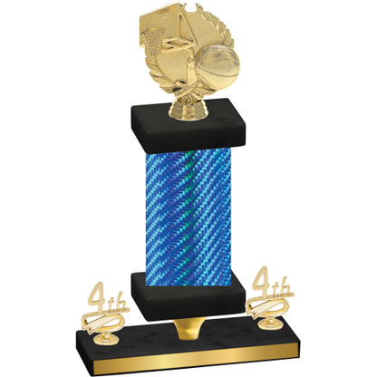 Premium Single Blue Carbon Fiber Fourth Place Basketball Trophy