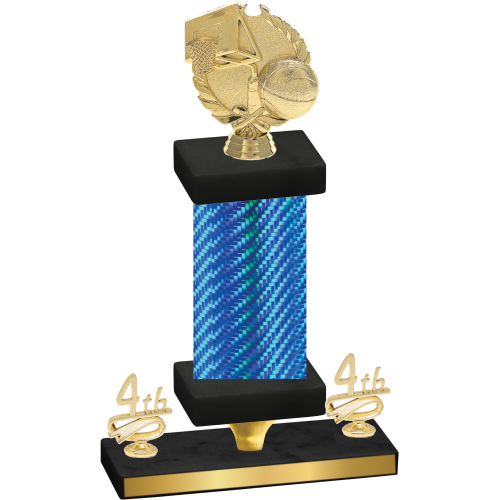 Premium Single Blue Carbon Fiber Fourth Place Basketball Trophy