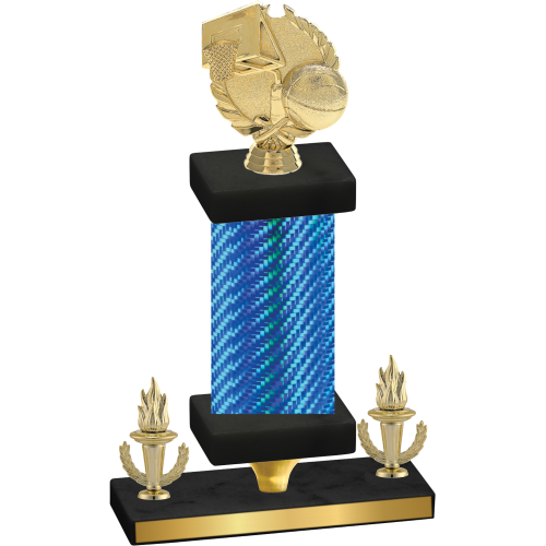 Premium Single Blue Carbon Fiber Victory Basketball Trophy