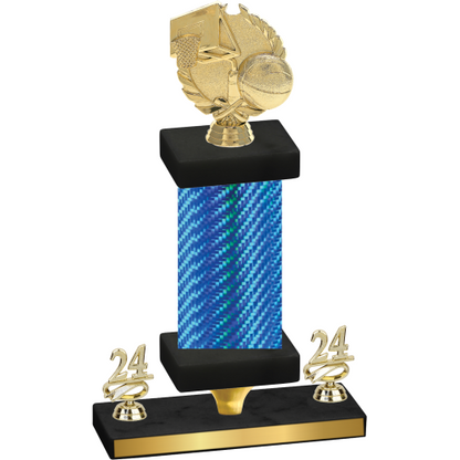 Premium Single Blue Carbon Fiber Year Basketball Trophy