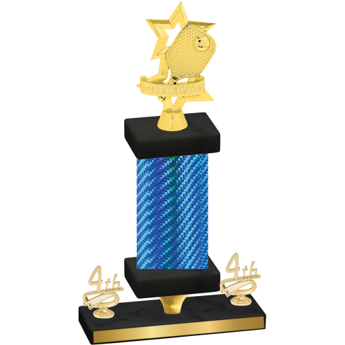 Premium Single Blue Carbon Fiber Fourth Place Pickleball Trophy
