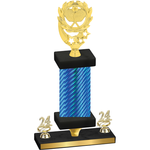 Premium Single Blue Carbon Fiber Year Pickleball Trophy